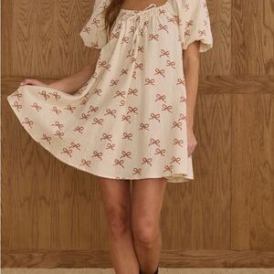 Rylee + Cru Cream and Brown Mini Dress